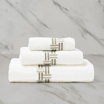 Basket Weave Embroidery Bath Towel