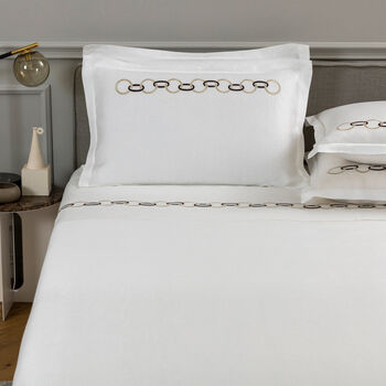 Links Embroidered Pure Linens Sheet Set